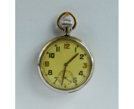 Military pocket watch marked to the back with broad arrow G.S.T.P F053386 , in good working order