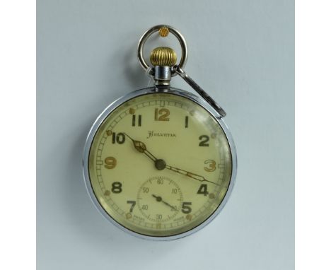Helvetia Military pocket watch marked to the back with broad arrow GS/TP P82261 , in good working order