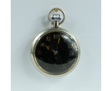 Military pocket watch marked to the back with broad arrow , in good working order