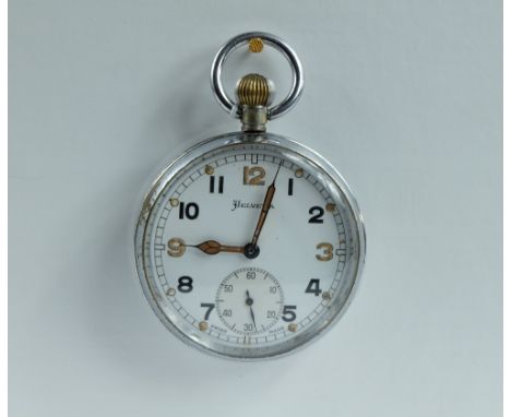 Helvetia Military pocket watch with white dial marked to the back with broad arrow G.S/T.P P63879 , in good working order