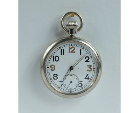 Military pocket watch with white dial marked to the back with broad arrow  S and G.S.T.P M12829  in good working order