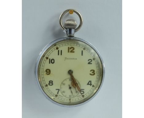 Helvetia Military pocket watch marked to the back with broad arrow GS/TP P66082 , in good working order