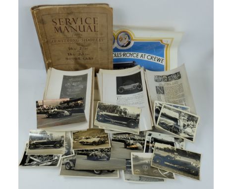 A collection of old black & white photographs, advertising posters related to Rolls Royce Bentley Engines and Armstrong Sidde