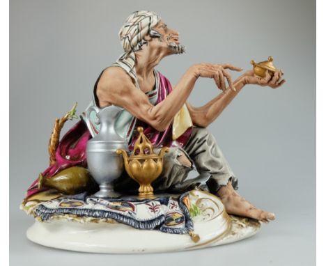 Capodimonte large figure The Lamp seller, Made In Italy, height 23cm