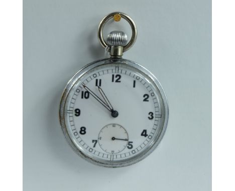 Military pocket watch with white dial marked to the back with broad arrow GS/IP XX P6122 , in good working order