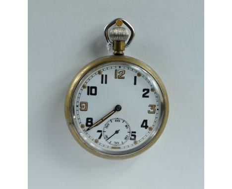 Military pocket watch with white dial marked to the back with broad arrow G.S.T.P S027771 Bravingtons in working order