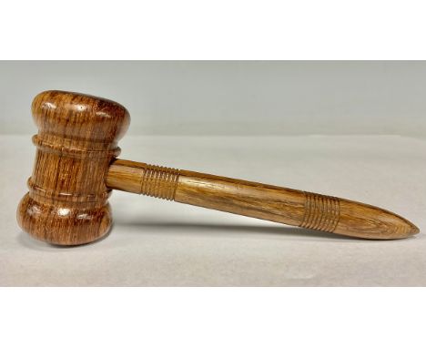 Treen - an early 20th century turned auctioneer's gavel, 14cm long