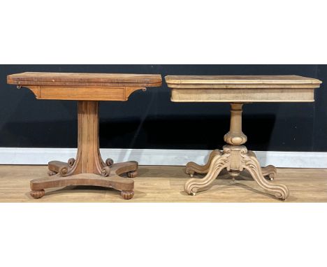 A George/William IV rosewood card table, 71cm high, 89cm wide, 44cm deep; another, Victorian walnut, 72cm high, 92.5cm wide, 