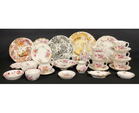 A Royal Crown Derby Posies part tea service; similar trinket dishes, vase, diamond footed bowl, etc; Gold Aves and Black Aves
