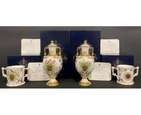 A Royal Crown Derby Millennium Equinox vase, Autumnal and Vernal Equinox, specially commissioned by The Guild of Specialist C