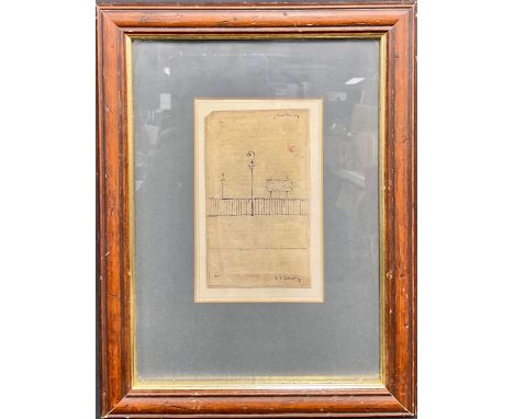 After L. S. Lowry (1887-1976)  Lamp Post and Railing signed, ink, 16.5cm x 9.5cm