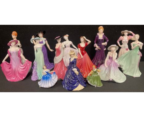 A Coalport porcelain figure, Cassie, 13cm high; others, Celebration Time, Poppy, Fascination, Poppy Ball, Kate, Anita, etc; a