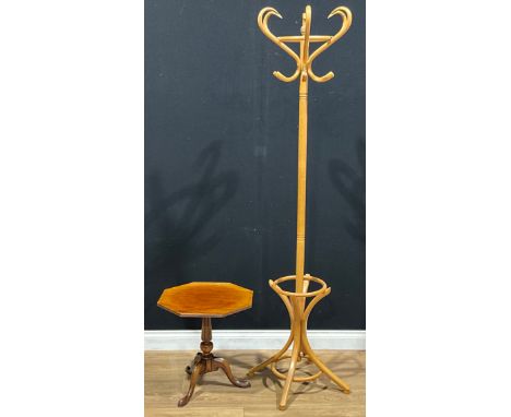 A bentwood hat and coat stand, in the manner of Thonet; a George III style wine table (2)