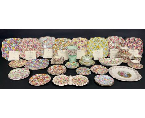 A set of eight Royal Winton chintz plates, Compton &amp; Woodhouse limited editions of 9,500, including Florence, Julia, Summ