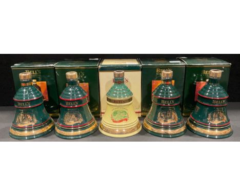 Wines and Spirits - a bottle of Bell's Finest Old Scotch Whisky, Christmas 1992 bell shaped Wade decanter, 70cl, sealed, boxe