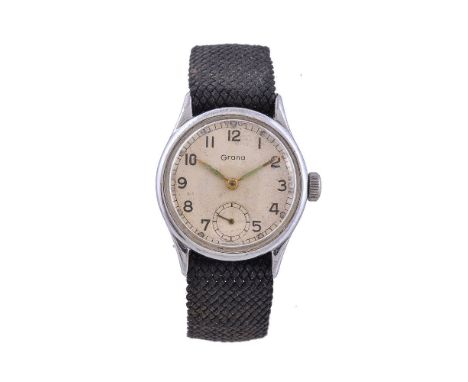 Grana, ATP, Stainless steel military wristwatch, no. 325906, circa 1940   Movement: Cal. K.F.320, manual wind, 15 jewels   Ca