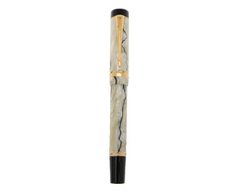 Parker, Duofold Centennial, a pearl marbled fountain pen, the cap with gilt arrow clip and double cap band, the medium nib st