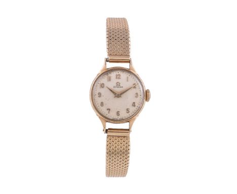 Omega, Lady's 9 carat gold bracelet watch, no. 185962, hallmarked Birmingham 1987 Movement: Cal. 245, manual wind, 17 jewels 