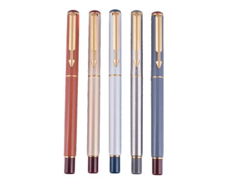 Parker, 88, five prototype fountain pens, the caps with gilt arrow clips, cartridge filling systems, one inked