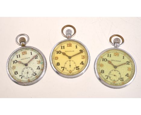 Jaeger LeCoultre,   Base metal open face keyless wind military pocket watch, no. 231386   Movement: Cal. 467/2, lever escapem