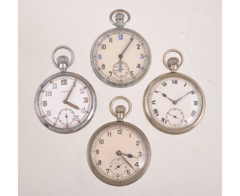 Damas,   Base metal open face keyless wind military pocket watch, no. 165722   Movement: Lever escapement, 15 jewels   Case: 