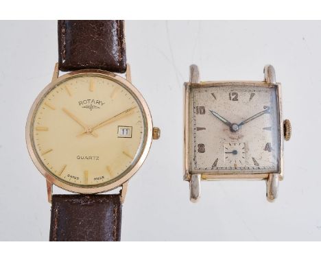 Rotary, 9 carat gold wrist watch, no. 3528, import mark for London 1989   Movement: Cal. ETA 955414, quartz, 7 jewels   Case: