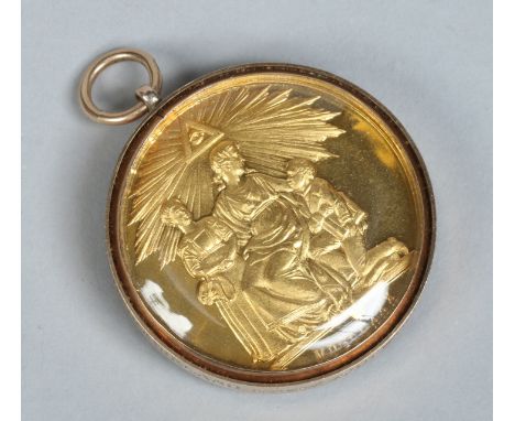 A Masonic gilt medal in 9 carat gold mount; Honorable Testimonial of Masonic Charity & Benevolence instituted by H. R. H. Aug