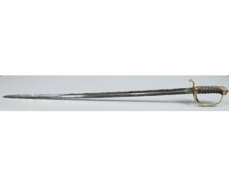 A Victorian dress sword with shagreen grip and in brass mounted leather scabbard by J & B Pearse, London. Blade length 81.75c