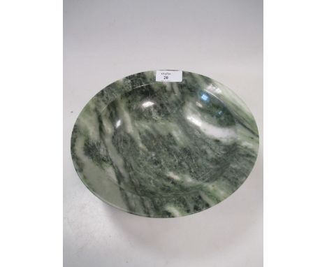 A Chinese mottled green and white jade bowl 20cm wide  