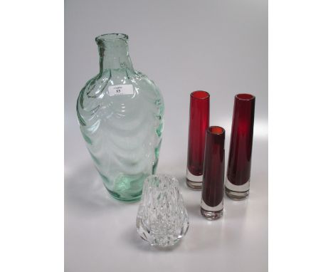 A Powell glass vase/lamp base and other Whitefriars glass  