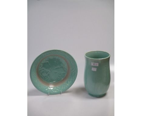 A Susie Cooper studio vase and a bowl together with a Poole Pottery bowl  
