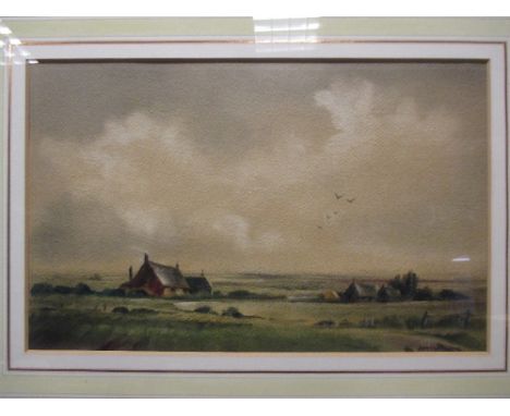 John Snelling (British, b. 1914), Essex Fields, signed lower right "John Snelling", watercolour, 26 x 41 cm. Provenance: The 