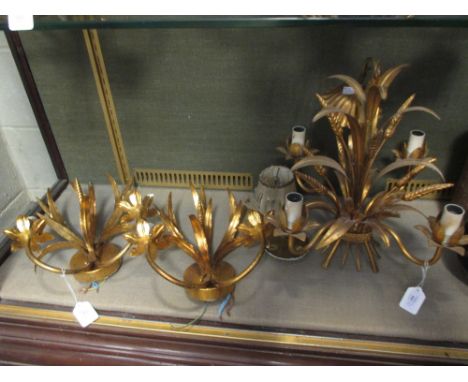 A 'wheatsheaf' chandelier and pair of sconces  