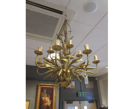 An gilt painted chandelier with wheat sheaf decoration  