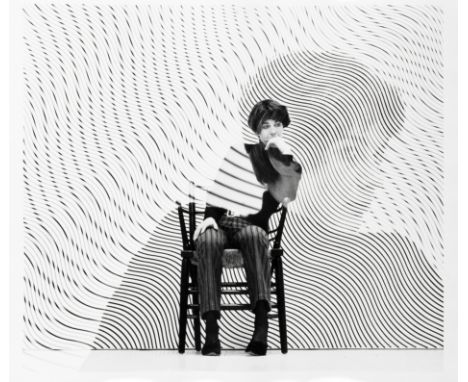 Iain MacMillan (British, 1938-2006)Bridget Riley, circa 1962two original vintage black and white photographic prints of Bridg