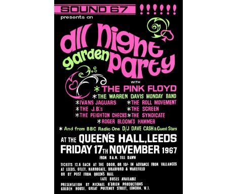 Pink FloydAn 'All Night Garden Party' Concert Poster, 1967printed on paper for the concert at the Queen's Hall, Leeds, Friday
