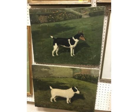 WILLIAM ALBERT CLARK "Flossie" and "Jim", portrait studies of two terriers oil on canvas each signed and dated 1944 lower lef