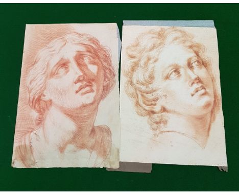 18th CENTURY CONTINENTAL SCHOOL two portrait sketches red chalk on paper unsigned 