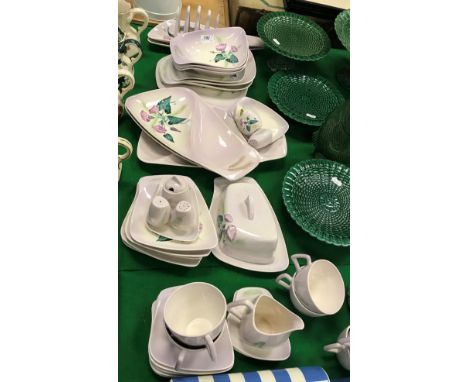 A Carlton ware hand painted collection of tea/dinner wares in relief work Convolvulus pattern 