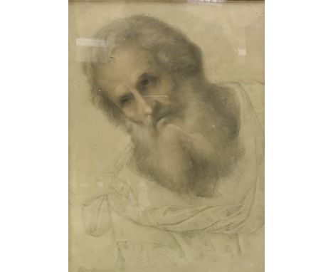 A FOLLOWER OF PIETRO PERUGINO (circa 1446-1523) "Bearded Saint", a head and shoulders portrait study pencil, charcoal and cha