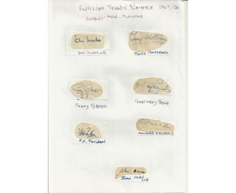 Tennis Wimbledon English Male Players collection signed on small signature pieces, cards, magazine photos light fixed to whit