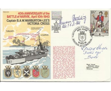 40th Anniversary of the Battle of Narvik official navy cover. RNSC(2)25 variant by Hans Rossbach no 24 of 35. Signed by Korve