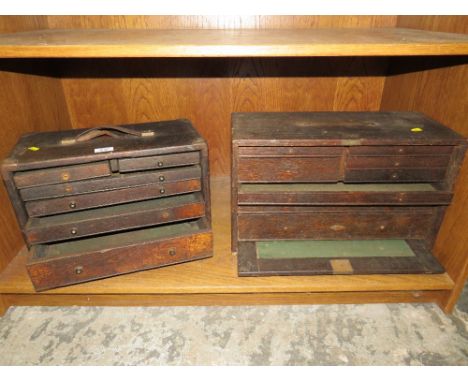 TWO VINTAGE WOODEN ENGINEERS TOOL BOXES