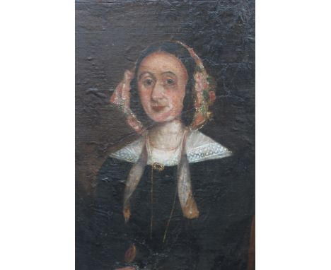 CONTINENTAL SCHOOL (XIX). A portrait of a  lady, half-length, oil on canvas, unframed, 75.5 x 62 cm 