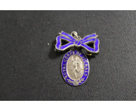 A SILVER &amp; ENAMEL ROYAL CORPS SIGNALS BROOCH