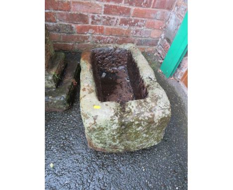 AN ANTIQUE RECTANGULAR SANDSTONE TROUGH W-65 CM,&nbsp; D-36 CM