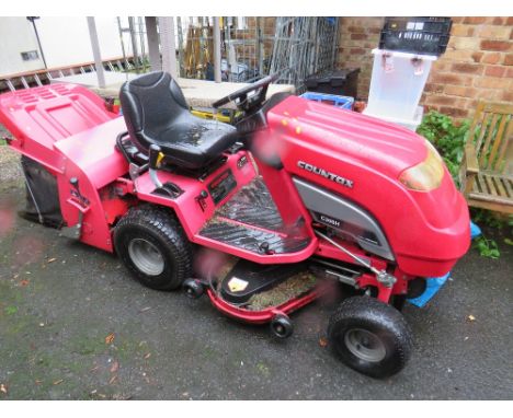 A CONTAX C300H RIDE-ON GARDEN TRACTOR WITH COLLECTION BOX AND SCARIFIER - HOUSE CLEARANCE&nbsp; - WITH ONE KEY AND OPERATORS 
