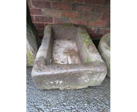 AN ANTIQUE RECTANGULAR SANDSTONE TROUGH W-79 D-50 CM