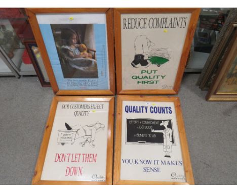 A SET OF EIGHT PINE FRAMED ADVERTISING PRINTS ?? X ???CM