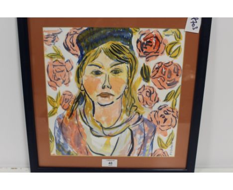 A FRAMED AND GLAZED PORTRAIT STUDY OF A LADY SIGNED P H DOBSON 31 X 31 CM